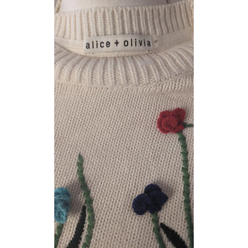 Alice+Olivia Wendell crochet colorful flower sweater - Picture 7 of 9